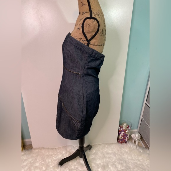 #165 THEORY Denim Strapless Dress size 6 - Picture 3 of 11